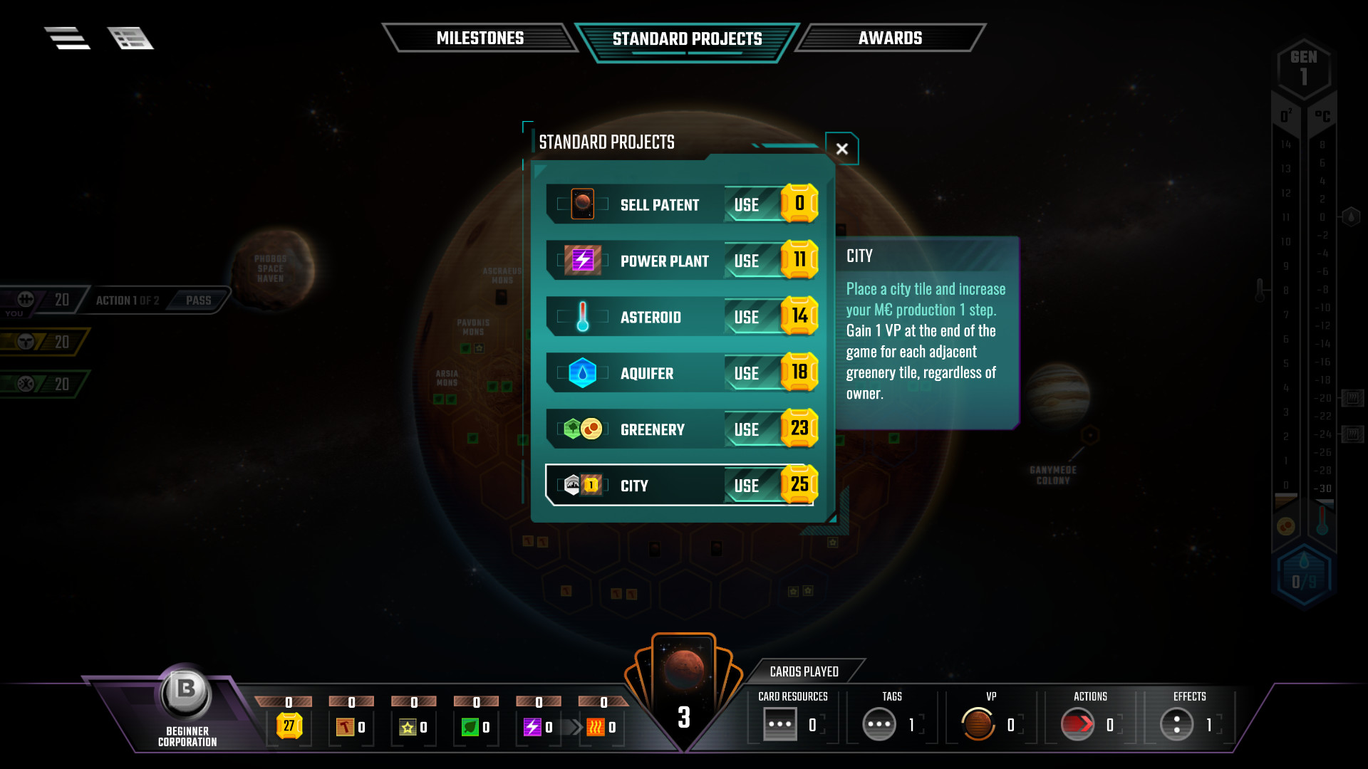 Terraforming Mars oyun içi ekran görüntüsü 3