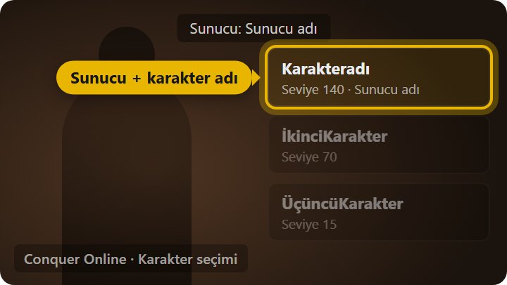 Sunucu ve karakter adı nerede yazar - Karakter seçiminde sunucu ve karakter adı