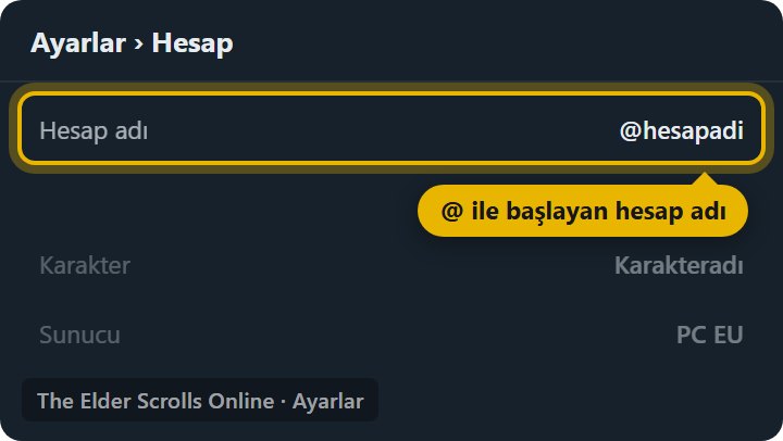 @Hesap adı ve karakter adı nerede yazar - Ayarlar › Hesap bölümündeki @hesap adı