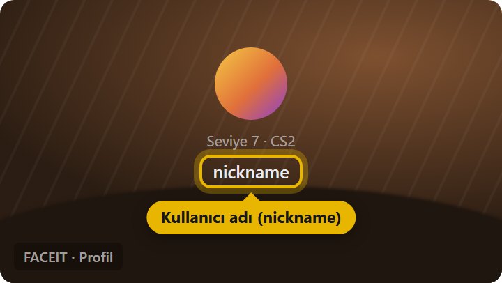 FACEIT kullanıcı adınız nerede yazar - faceit.com profilindeki kullanıcı adı