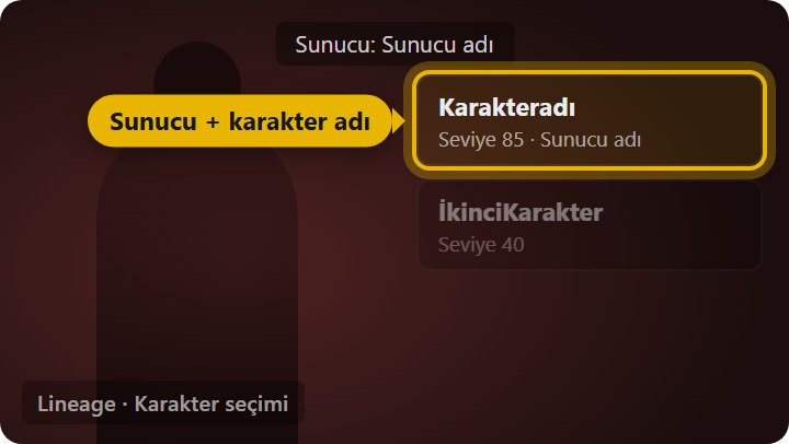Sunucu ve karakter adı nerede yazar - Karakter seçimindeki sunucu ve karakter adı