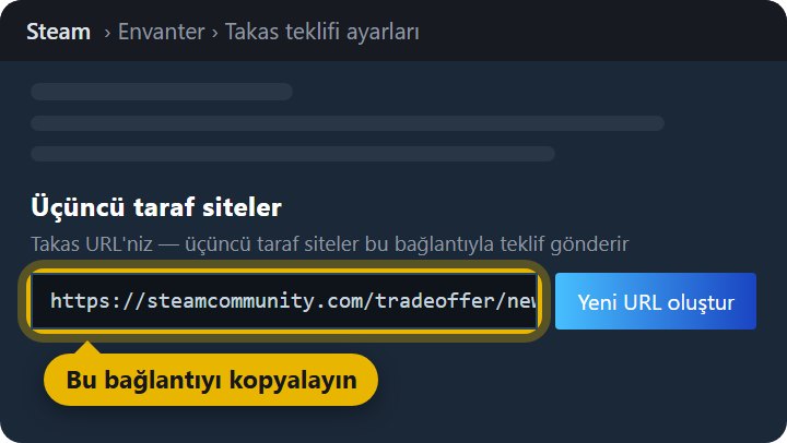 Steam takas (trade) bağlantınız nerede yazar - Steam › Takas teklifi ayarları sayfasının en altındaki bağlantı