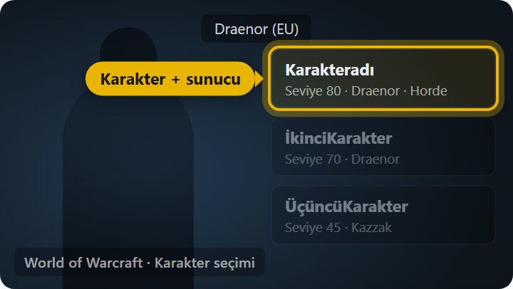 Sunucu (realm), karakter adı ve taraf nerede yazar - Karakter seçiminde karakter adı ve sunucu